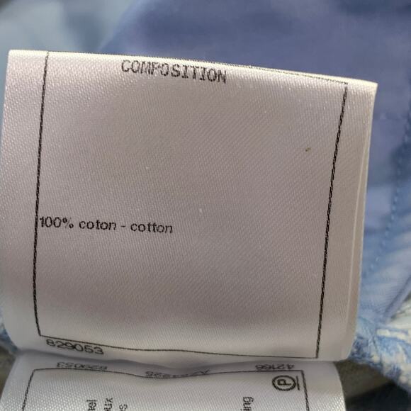 CHANEL Size 10 Blue Grey Cotton Button Up Wide Leg Casual Pants - Picture 7 of 8